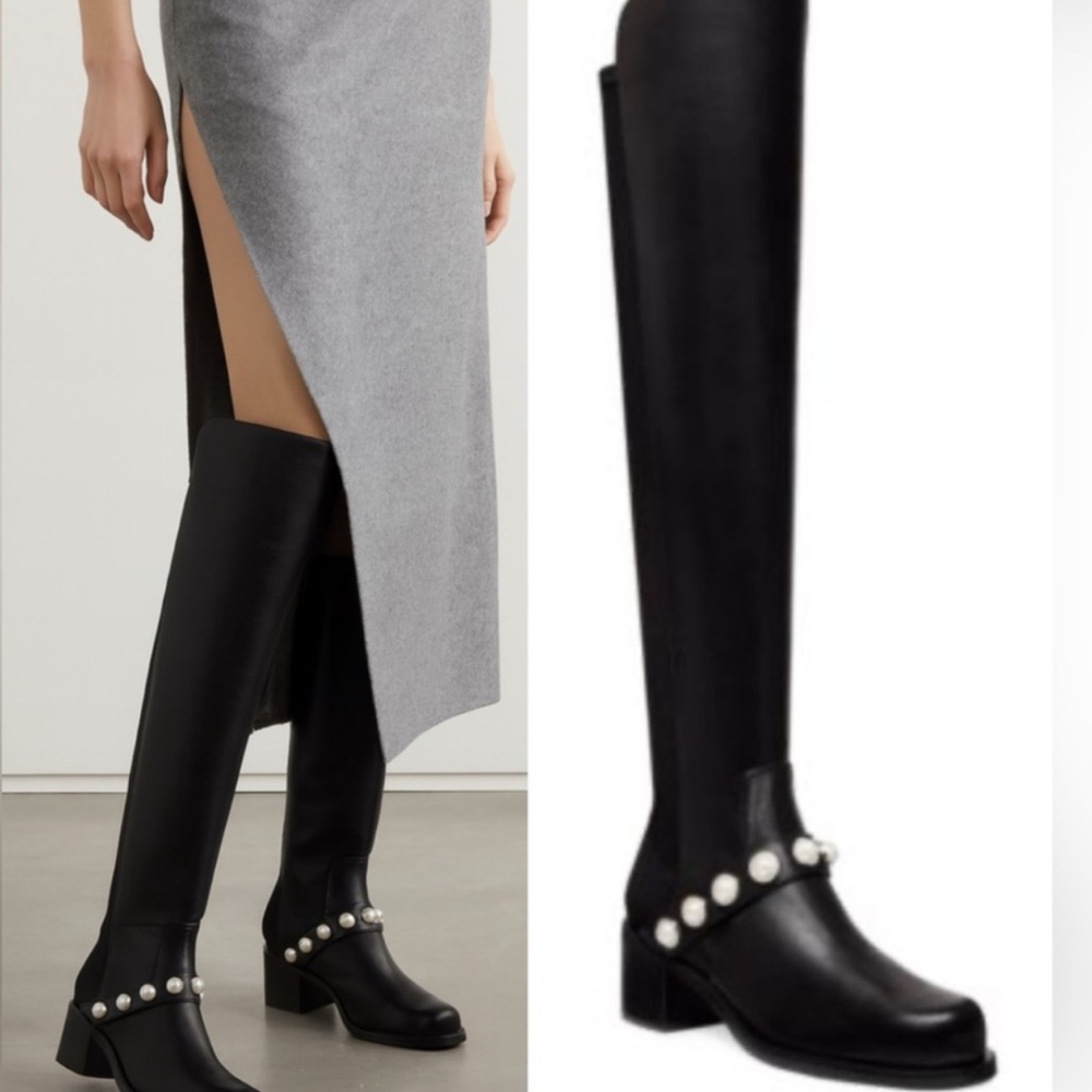 Black Over-the-Knee Leather Boots - Picture 3 of 3